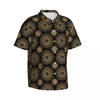 Camisas casuais masculinas retro bohemia camisa de praia homem trippy mandala impressão verão manga curta padrão clássico blusas de grandes dimensões presente ideia