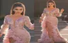 2021 Arabic Pink Luxurious Sexy Evening Dresses Sequins Front Split Prom Dress Column Formal Party Gowns1635325