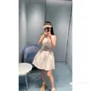 designer MM23 Summer New Age Reducing Fashion Letter Weaving Strap Tank Top+Pleated Skirt Set Y6IC