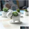 Planters Pots White Small Elk Planter Garden Christmas Flowerpot Deer Shape Ceramic Succent Plants For Flowerwithout Stand Base324 Dhssi