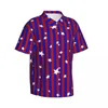 Men's Casual Shirts Stars And Striped Beach Shirt Red Blue Hawaiian Men Loose Blouses Short Sleeves Stylish Custom Tops