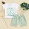 Kleidungssets Geborenes Baby Mädchen Sommer Outfit Kleidung Brief Kurzarm T-Shirt Elastische Taille Shorts Set Trainingsanzug