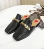 Designer Square Head Chain Women Slippers Top Quality Leather Luxury Fashion Enkla mångsidiga loafers Low Heel Nonslip Casual SLI4907085