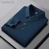 Polos pour hommes Polo en soie de haute qualité à manches courtes T-shirt d'impression respectueux de la peau Mode Simple Business Beau ldd240312