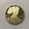 100 Stück Dom-Adler-Abzeichen, 24 Karat vergoldet, 40-mm-Gedenkmünze, amerikanische Freiheitsstatue, Souvenir-Drop, akzeptable Münzen253A