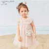 Mädchenkleider DB2222064 Dave Bella Sommer Baby Mädchen niedliches Cartoon-Druckkleid mit kleiner Tasche Gilrs Partykleid Mädchen Säuglings-Lolita-Kleidung L240311