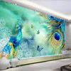 Mural özel duvar kağıdı 3d moda basit tavus kuşu zengin ve şanslı uğurlu tv kanepe arka plan duvar oturma odası dekorasyonu 02642