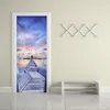 Modern 3D Blue Sky Sea View Wood Bridge Door Sticker vardagsrum sovrum kreativt po vägg väggmålning vattentät tapet 3d1245w