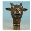 Collect Bronze Handmade Carving goat Head sheep head Cane Walking Stick Head Statue deer statue264V