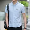 Men's Dress Shirts Shirt And Blouse Cargo Clothes For Office Formal Male Top Short Sleeve Designer Summer Original Korean Style High Quality