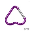 Keychains 2pcs/set Aluminum Heart-shaped Carabiner Key Chain Clip Outdoor Keyring Hook Water Bottle Hanging Buckle Travel Kit Accessories