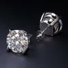 Hip Hop Men Jewelry S925 Sterling Silver Gold Plated Micro Pave Yellow Colored Moissanite Stud Earring