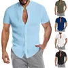 Camisas casuais masculinas estilo camiseta homens 2024 botão gola roupas de verão moda sólida manga curta cardigan top