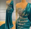 Luxe lange mouw prom avondjurken formele gelegenheid dragen gouden appliques kralen korrels jager pure nek Arabisch gewaad de soriee bc10417