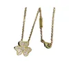 V Necklace V Gold High Edition Lucky Full Diamond Clover Necklace Womens Lucky Grass Pendant Plated With 18K Gold Live2233