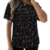 Damen-T-Shirts, Pailletten-Tops für Frauen, glitzerndes Glitzer-Top, Blusen, lässige Mode, lockeres Pailletten-Shirt, Urlaub, Club-Party