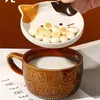 Tazza da caffè in ceramica con animali europei con coperchio Tazza da cartone animato Coppia colazione Latte Regalo Bere a casa 240228