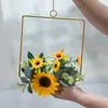 Dekorative Blumen – künstliche Sonnenblume, Blumenkranz, Metallring, Hochzeit, hängende Wandgirlande, Kinderzimmer-Dekoration