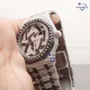 Latt digne laboratoire cultivé rond brillant coupe VVs clarté diamant glacé fait à la main personnaliser cadran montre-bracelet pour hommes