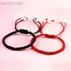 Bangle Handmased Black Red Thick Rope Knot Armband For Women Men Retro Ethnic Style Tibetan Buddha Braid Chain Par Friendship Jewelr LDD240312