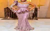 Elegant Nigerian Mermaid Evening Dresses Plus Size 2020 Sheer Long Sleeves Lace Applique Beaded robe de soiree Formal Party Prom G3089741