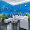 Sfondi 3d personalizzati Murales 3d carta da parati per soggiorno Fantasy Underwater World Theme Pavilion 3D Space Background Wall273K