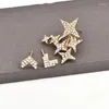 Stud Earrings 3 Pcs/Set Retro Full Gem Arrow Star After Hanging Shine Lady's Golden Party Birthday Gift