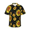 Men's Casual Shirts Sunflower On Zebra Hawaiian Shirt Men Beach Floral Animal Print Short Sleeve Street Style Vintage Oversize Blouses