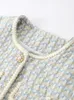 Французский винтажный женский твидовый жакет с небольшим ароматом, верхний кардиган, пальто, осенняя женская сумка на пуговицах, элегантная короткая верхняя одежда в клетку 240229