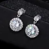 Boucles d'oreilles Design élégant classique rond cristal avec minuscule CZ luxe mariée mariage Brincos pour les femmes en gros JZ002