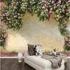 Papier peint Mural 3D en forme de Rose, décoration murale pour salon, chambre à coucher, fond de télévision, revêtement Mural pour murs, fleurs 3 D, murales218J