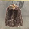 Cappotto in peluche con particelle di pelliccia di lana australiana invernale nuovo alla moda e versatile con colletto a polo per donna 6692