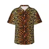 Chemises décontractées pour hommes imprimé tigre chemise hawaïenne mâle plage animal rayures noires à manches courtes Y2K street design chemisiers surdimensionnés à la mode