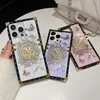 Luxe Bling Laser Papillon Diamant Bague Support Carré Boîte Coffre En Métal Décoration Coin Pour iPhone 15 14 13 12 11 Pro Max