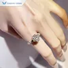 Tianyu Luxe Fijne Sieraden Mil Grain Band Ring in 10K 14K 18K Geel Goud met D VVS OEC Moissanite Diamant Huwelijksgeschenken