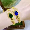 Biting Fashionable Emerald Vintage Antique Cuban Chain Spirit Snake Royal Blue Bracelet For Women Bracelet