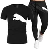 Tute da uomo Stile estivo Tuta sportiva Marchio LOGO Stampa Moda casual Cotone maniche corte Felpa T Shirt Pantaloni2024