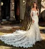 Vinatge Lace Mermaid Wedding Dresses Off the Shoulder Backless Bridal Bowns With Long Hides Beaded Court Train Vestido de Novia2094179