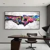 Dekorative Malerei Wandkunst Bild und Wohnzimmer Leinwand Gemälde für moderne Heimdekoration Kinder Graffiti Faust Handschellen314u