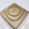 Thick Twisted Rope Chain Hip Hop 14k Yellow Gold Necklace Distort Stackable Short Necklace