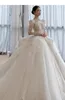 Abiti da sposa principessa Ball Gown Sweetheart maniche lunghe Abiti da sposa musulmani di cristallo di lusso abiti da sposa designer arabo Applique in pizzo Sweep Train abito da sposa