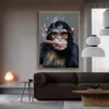 Pôsteres de fumar macaco gorila, arte de parede, imagens para sala de estar, impressões de animais, pintura moderna em tela, decoração de casa, pintura de parede 231x