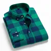 男性フランネル格子縞のシャツ100％コットン春秋のカジュアルロングスリーブシャツソフトコンフォートスリムフィットスタイルマンプラス240307