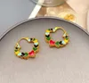 2024 Stud Stud Earrings European And American Retro Color Enamel Heart-Shaped Ear Clip women's earrings earrings women's earrings earrings Earring clip stud