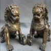 Kinesiska porslin folk koppar dörr fengshui vaktion foo fu hund lejon staty par2407