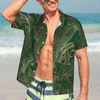 Mäns avslappnade skjortor guld växt semester skjorta man botanisk design hawaiian kort ärmhet nyhet överdimensionerade blusar presentidé