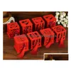 Party Favor Wood Chinese Double Happiness Boxes Candy Box Red Classical Hollow Sugar Case With Tassel Drop Delivery Home Garden Festiv DHWQF