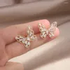 Stud Earrings Austyn Fashion Jewelry 14K Real Gold Plated Zircon Hollow Butterfly Sweet Girl Women's Daily Accessories