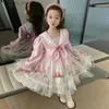 Vestidos da menina meninas saia 2024 nova moda bebê um ano de idade celebração e outono menina princesa primavera vestido infantil l240311