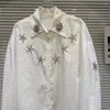 Женские блузки, роскошные изысканные свободные длинные рубашки со сверкающими бриллиантами и женские черно-белые топы с весенними рукавами 2024 года, Blusas
